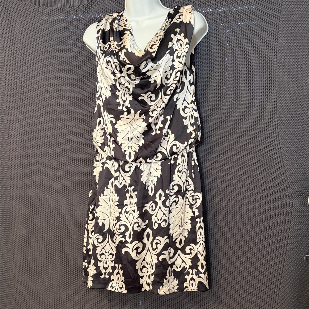 White House Black Market Black and Cream Mini Dress SMALL